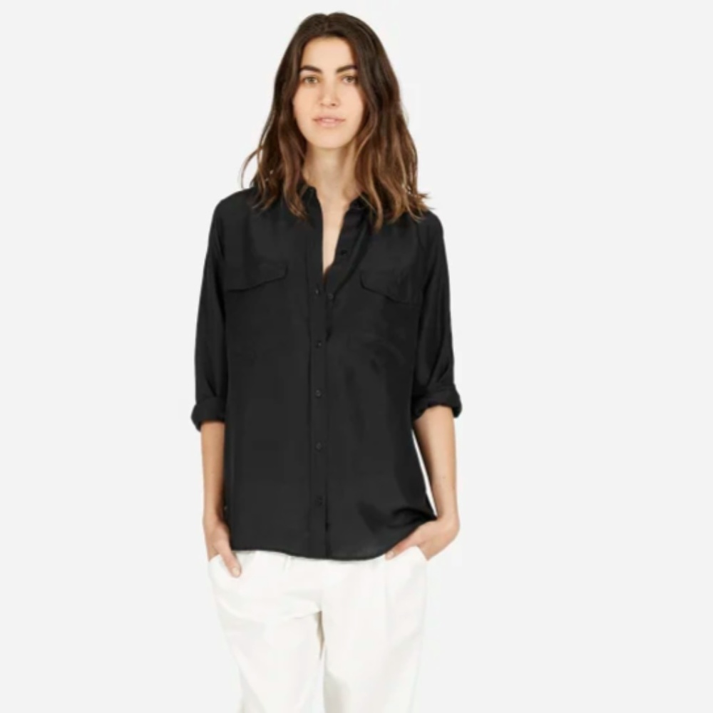 Everlane Habotai Silk Long-Sleeve